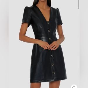 NWT Milly Isabelle Vegan Leather Dress In Black Size 8